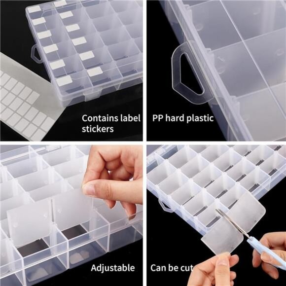 2pack 36 Grids Clear Plastic Organizer Box Container Jewelry Dividers women - Picture 8 of 14